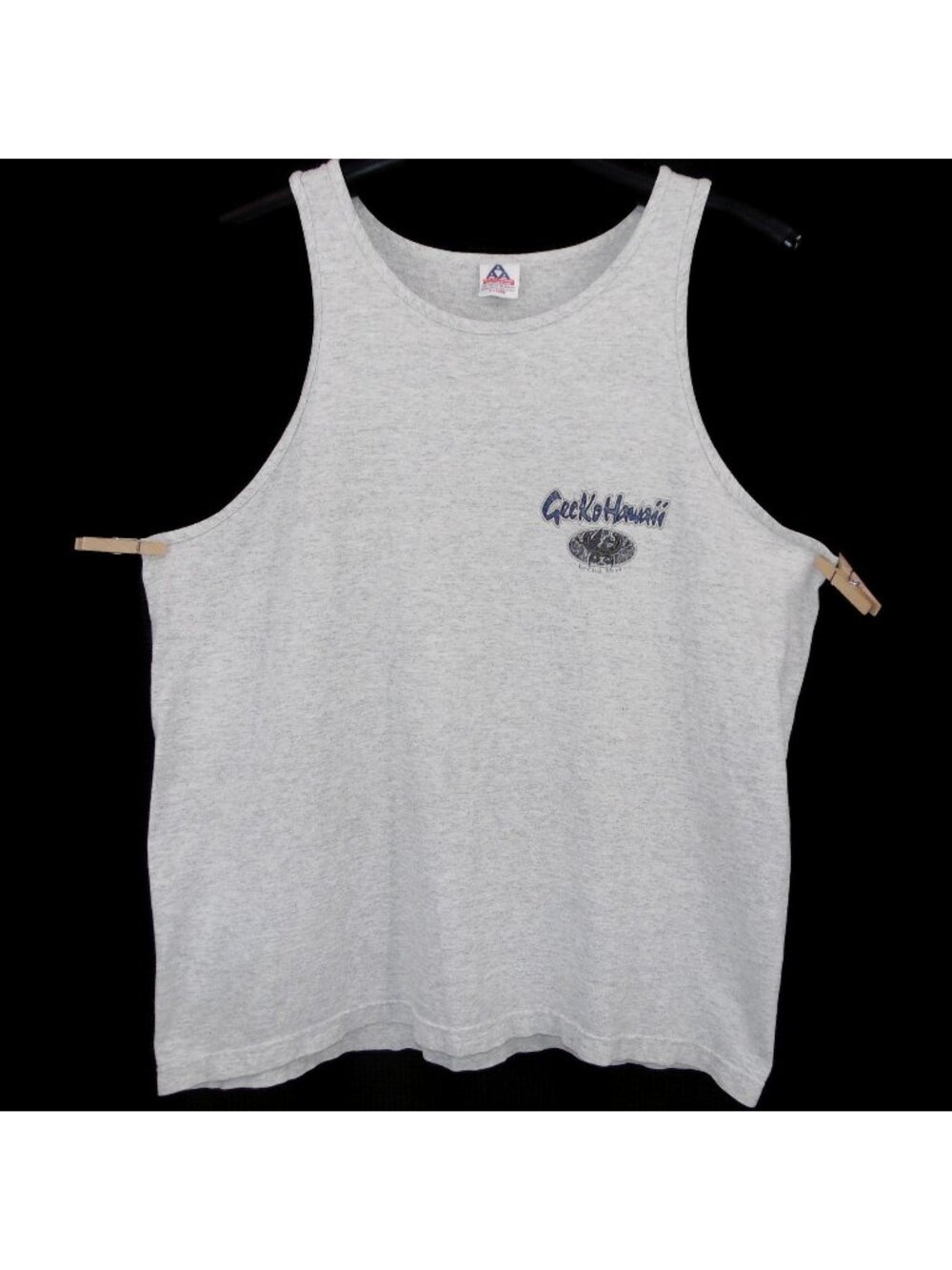 Gecko Surf Hawaii Gray Muscle Tank Top XL 90s Athletic Apparel Activewear Logo